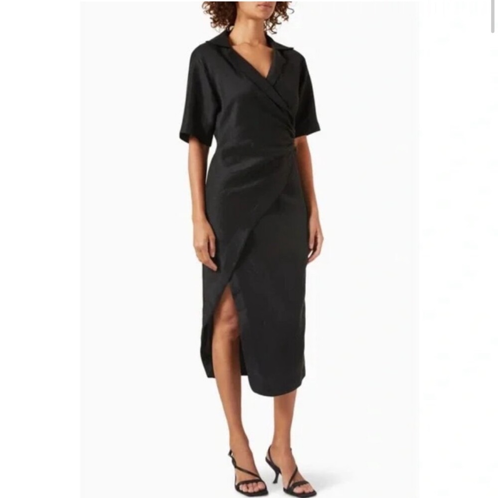 NEW Sandro Wrap Midi Dress in Black Size: EU36 US6